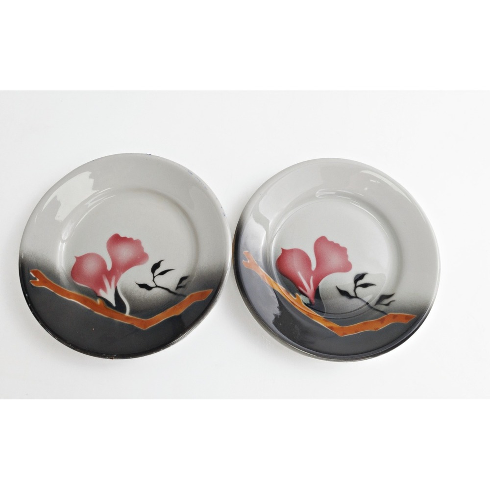 Jackson China Vintage Restaurant Bread Plates Pink Flower Airbrush Pattern